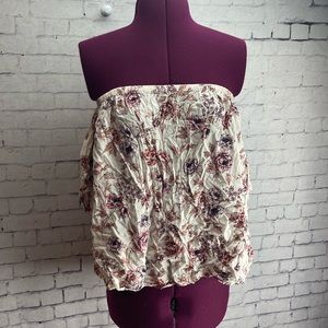 American Eagle Outfitters size medium cream floral off the shoulder blouse